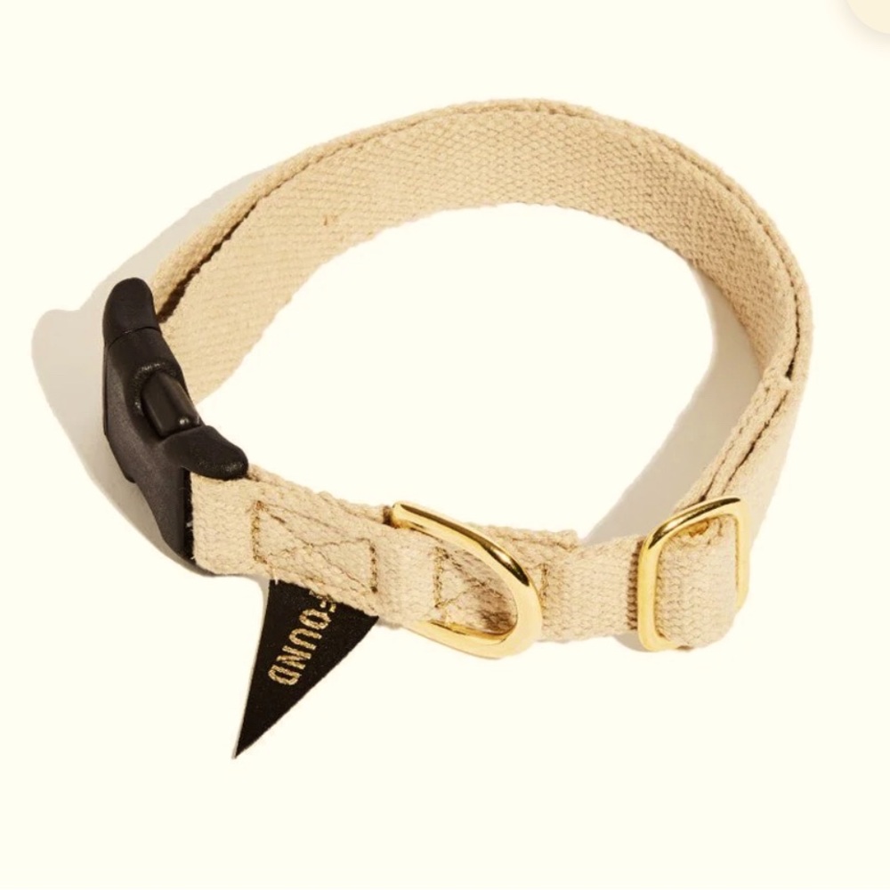 Hemp dog collar in size Medium. Found My Animal brand. Natural color.